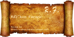 Rákos Ferenc névjegykártya